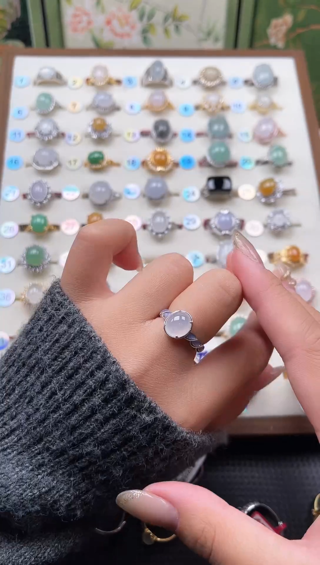 【闪购商品】翡翠戒指银S925镶嵌天然A货翡翠戒指