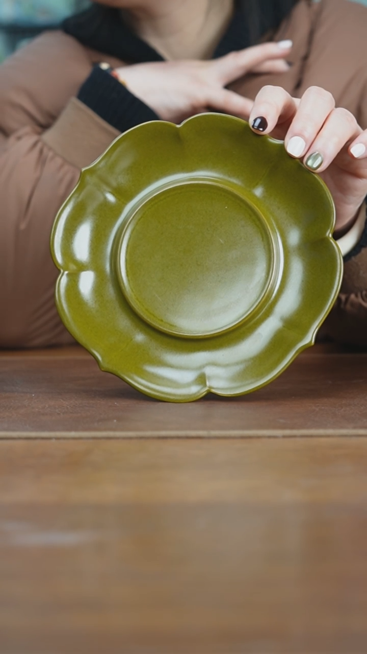 【闪购商品】杯景德镇茶叶末莲瓣壶承