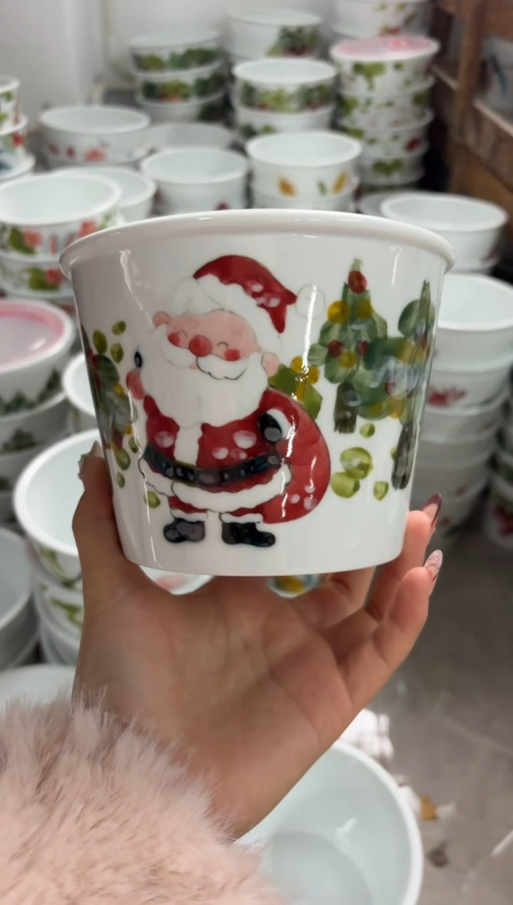 瓷片景德镇高温陶瓷食品级手绘釉中彩-泡面桶