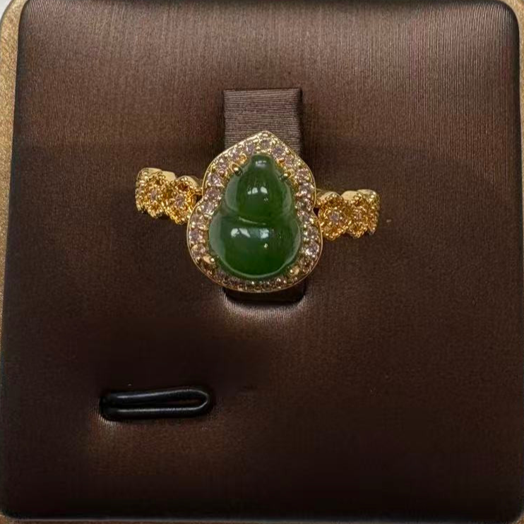 和田玉碧玉镶嵌925银镀金