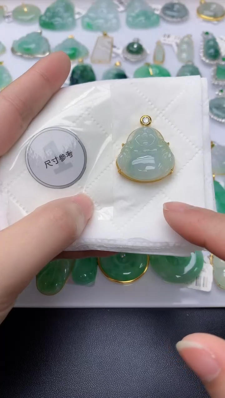 颈饰银S925镀金镶嵌翡翠天然A货