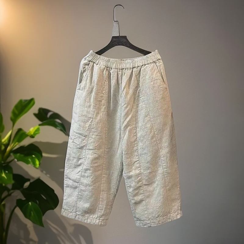 69150冬季新款时尚亚麻宽松休闲棉裤靴裤（裤长80）