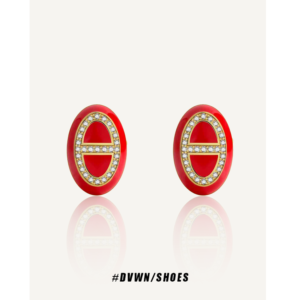铜合金合成锆石耳饰 【猪鼻子系列】红色猪鼻子耳钉
