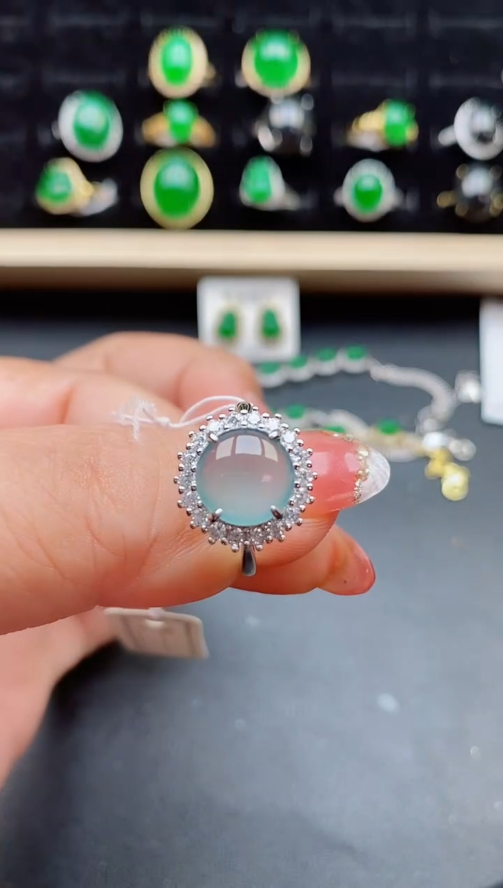 【闪购商品】翡翠戒指银S925镶嵌12121