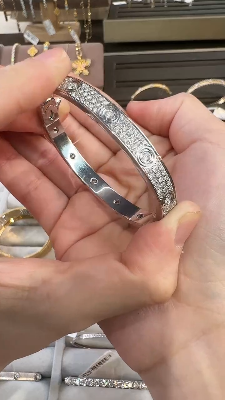 【闪购商品】钻石手镯18K金镶嵌宽版满天星手镯  17#