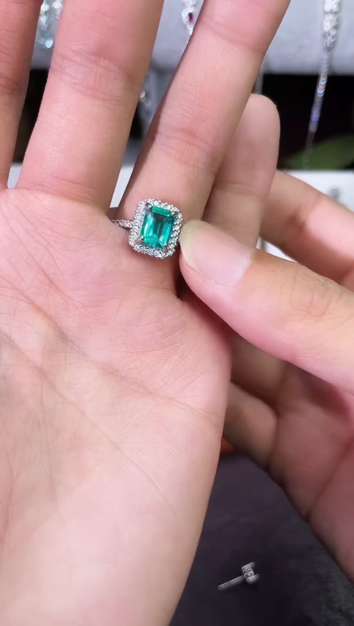 合金合成钻石耳饰帕拉伊巴戒指