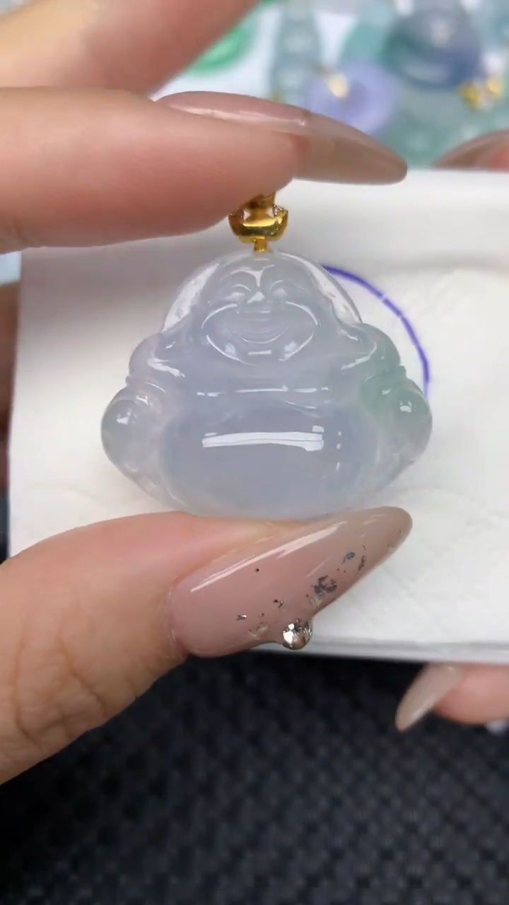 颈饰18K金镶嵌翡翠天然缅甸翡翠a货百元以上9元证书费自理