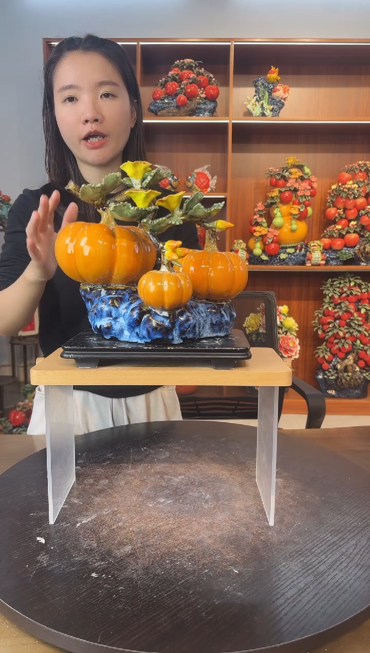 陶瓷三南瓜摆件 