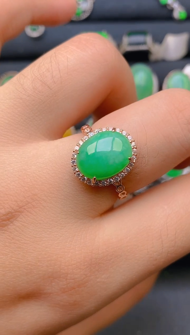 【闪购商品】翡翠戒指银S925镶嵌天然A货翡翠1