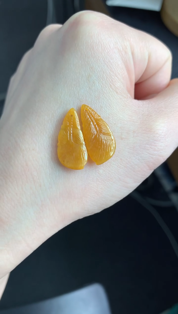 【闪购商品】定制翡翠未镶嵌一对羽毛
