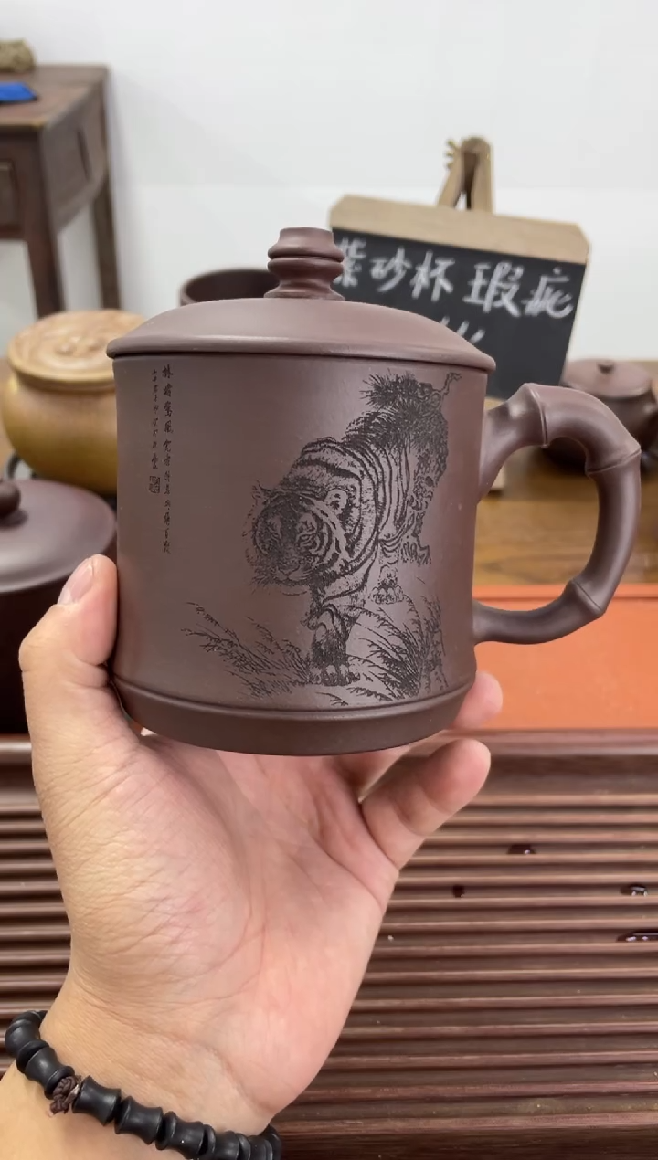 【闪购商品】紫砂茶杯全品老紫泥竹节老虎