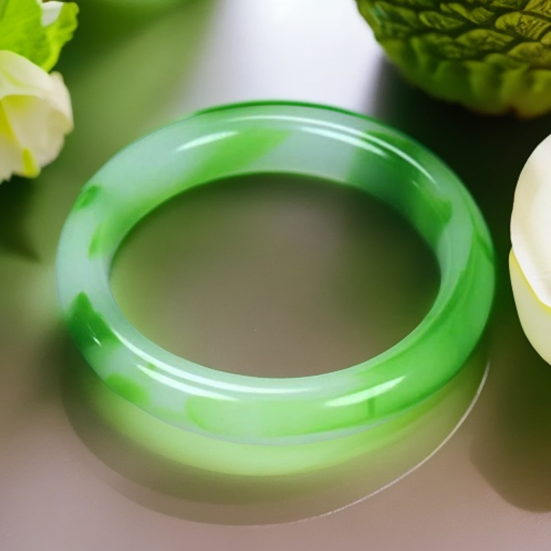 W032绿飘花手镯（无礼盒）