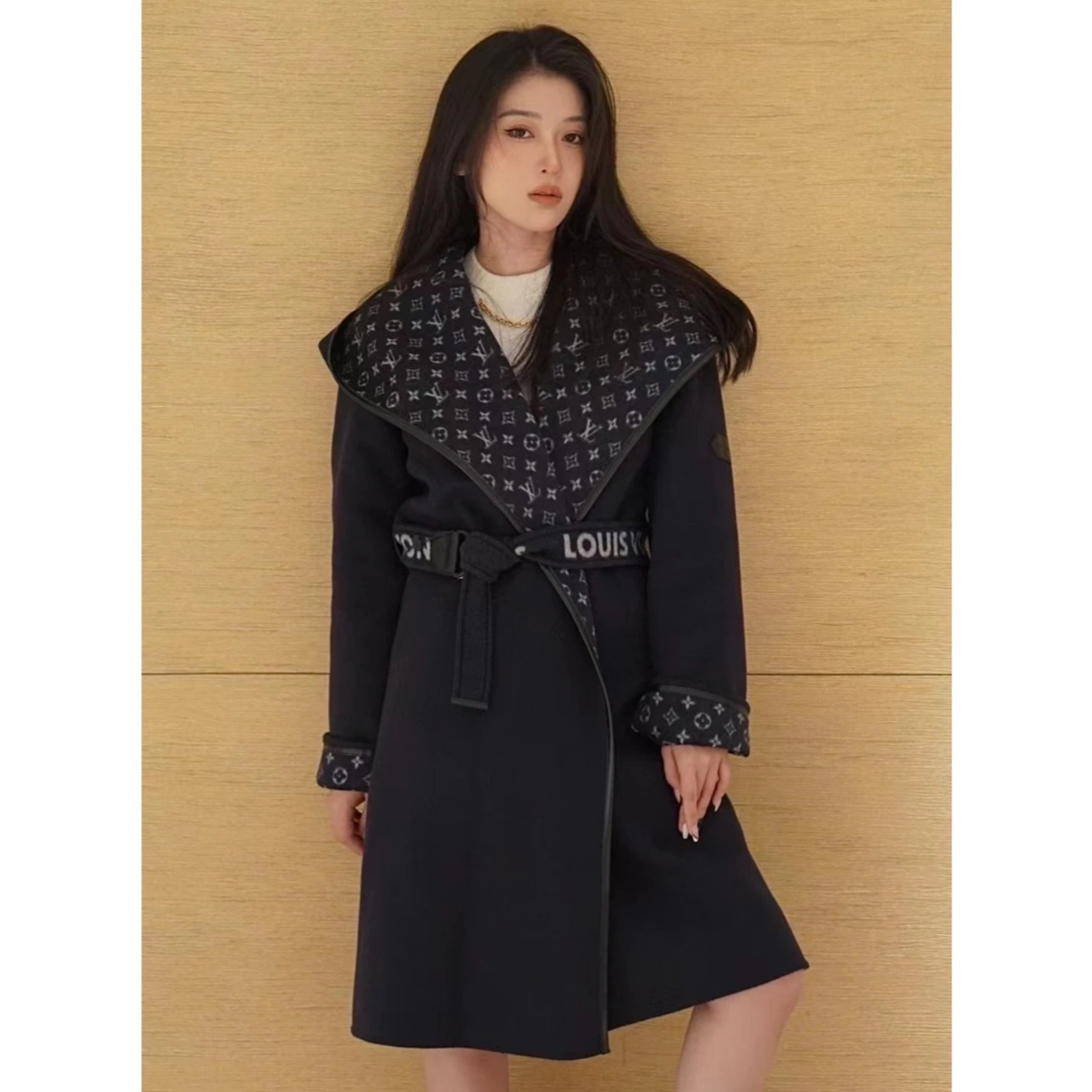 99新 LouisVuitton/路易威登 花花特价 绵羊毛 老花 LV 双面 大衣