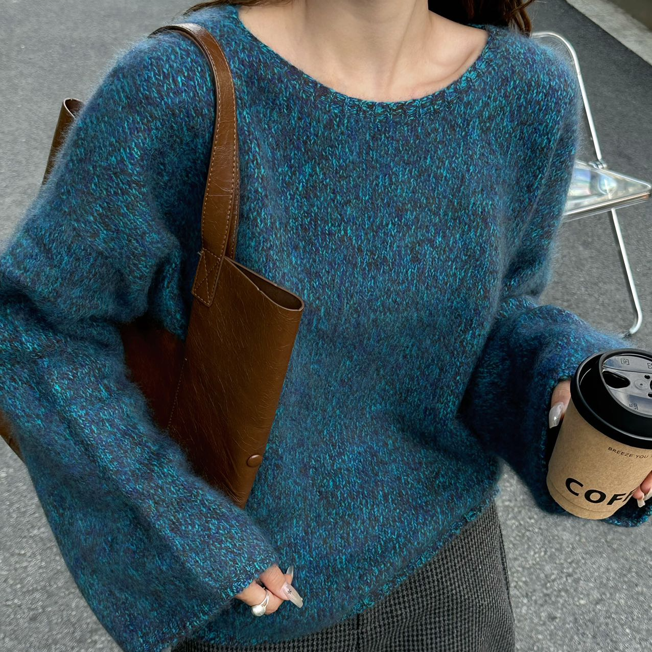 韩版针织衫加厚羊毛衫女上衣套头衫时尚洋气百搭拉绒羊绒衫女装