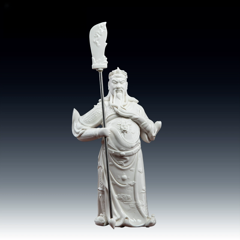七珍德化陶瓷武财爷关二爷瓷像家居装饰品创意白瓷关公送礼开业礼
