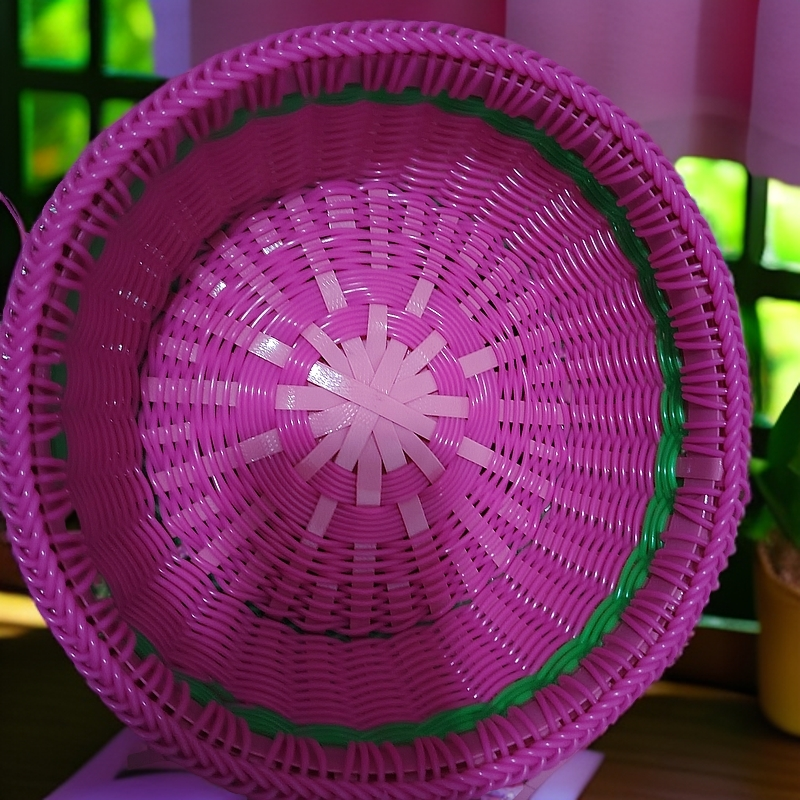 藤条水果篮小号型手工编织家用8+8有底座圆23*高12