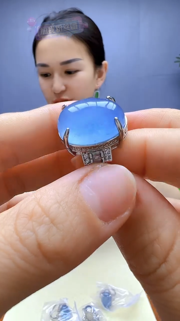 翡翠银S925镶嵌颈饰沉白diy颈饰戒指