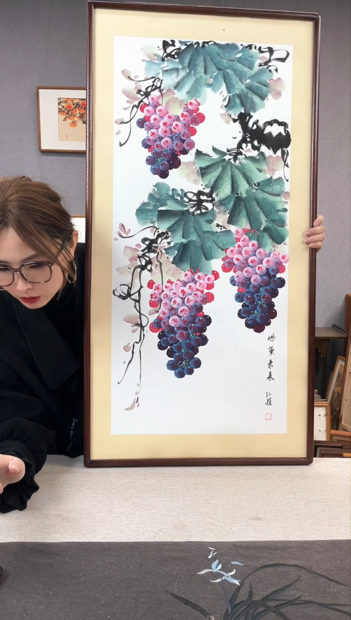 【闪购商品】国画孙颖-纯手绘带框作品-52*102-