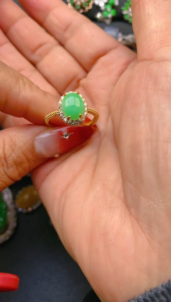 【闪购商品】翡翠戒指银S925镶嵌天然A货翡翠1