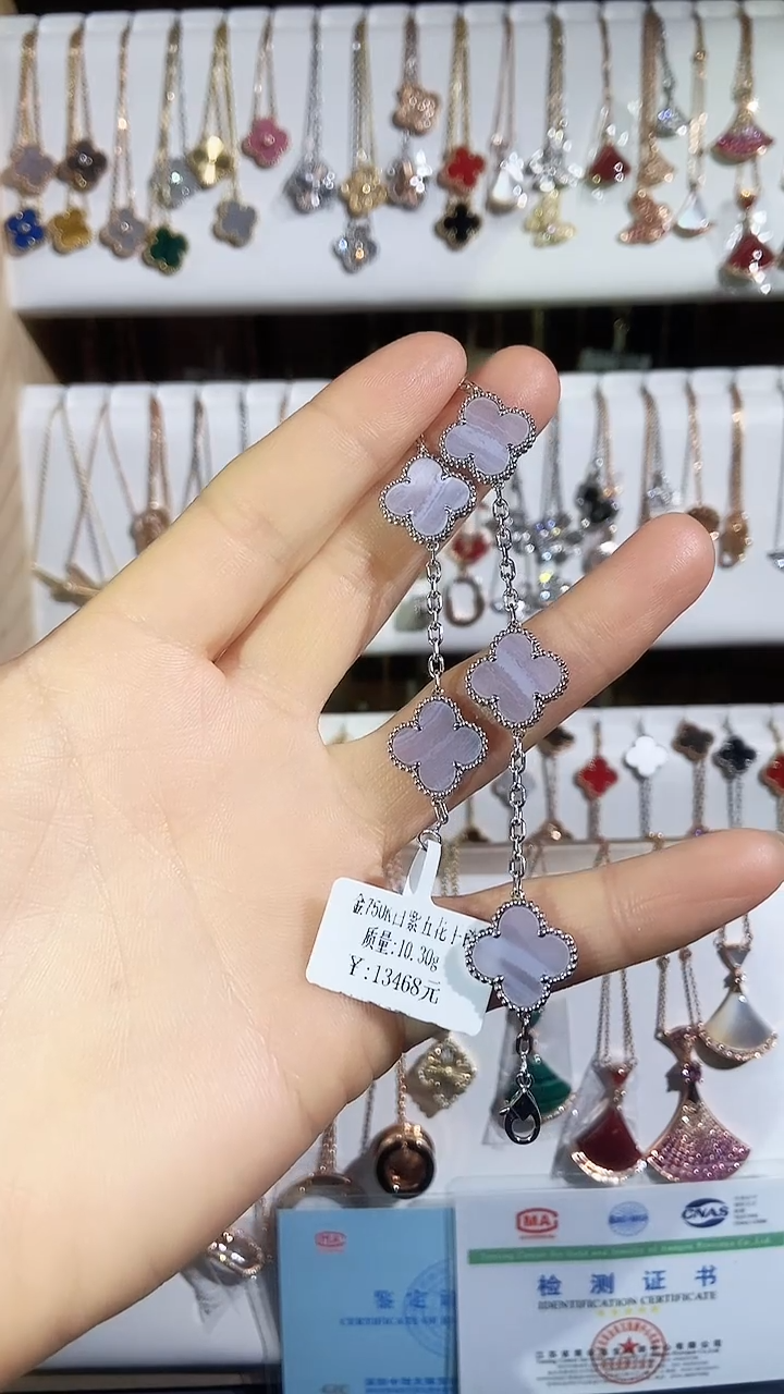 【闪购商品】玛瑙/玉髓手链18K金镶嵌紫玉髓K白