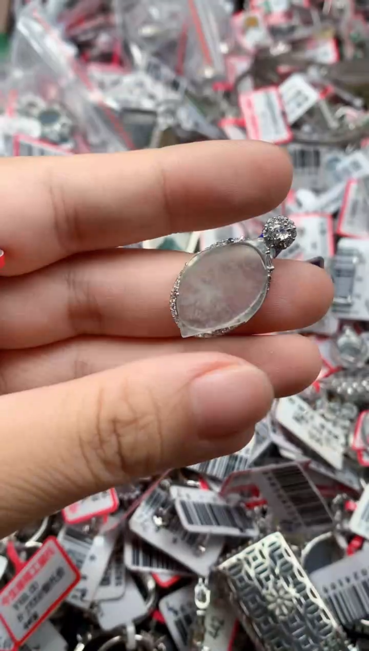 银S925镶嵌戒指翡翠天然A货缅甸翡翠