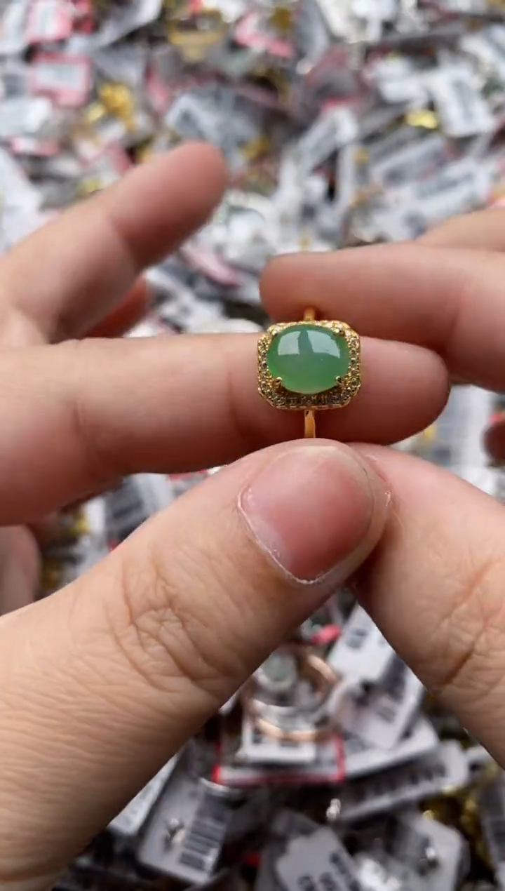 【闪购商品】翡翠戒指银S925镶嵌7777---5