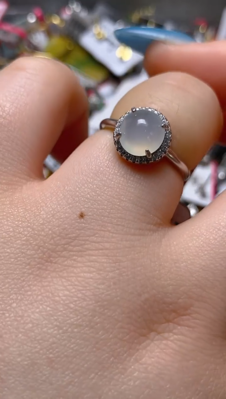 银S925镶嵌戒指翡翠百内无证书