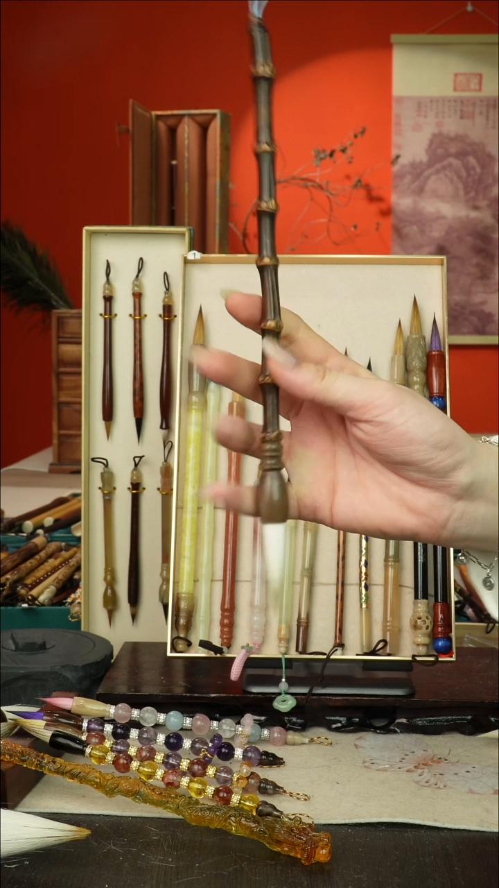 32号闪孤品高货毛笔链接 清水试笔 蘸墨不退