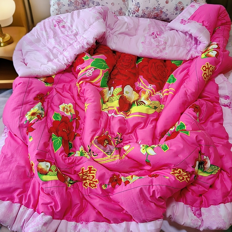 复古怀旧纯手工棉花被子结婚被子双人大花被秋冬纯棉被200x230