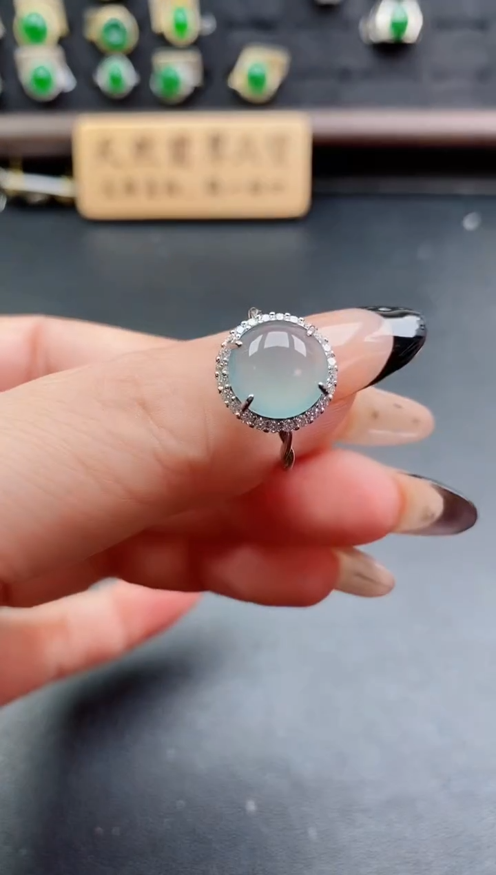 银S925镶嵌戒指翡翠1