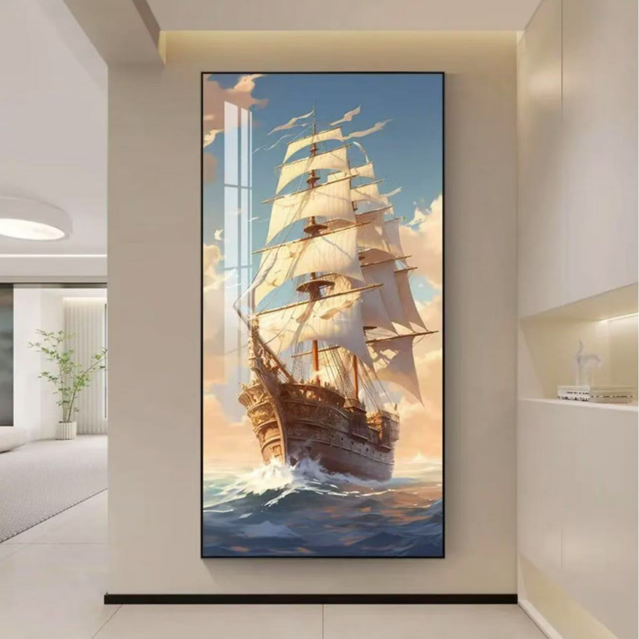 海上帆船现代装饰画30*60