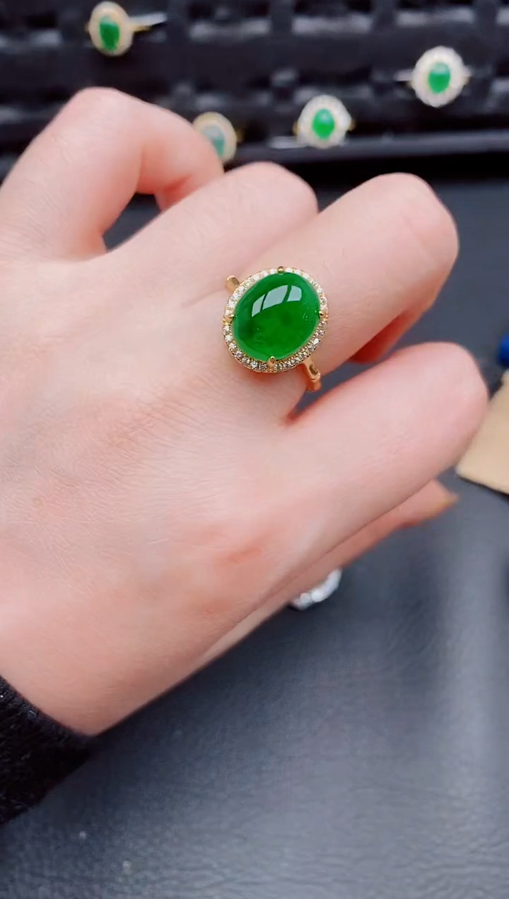 【闪购商品】翡翠戒指银S925镶嵌天然a货翡翠534