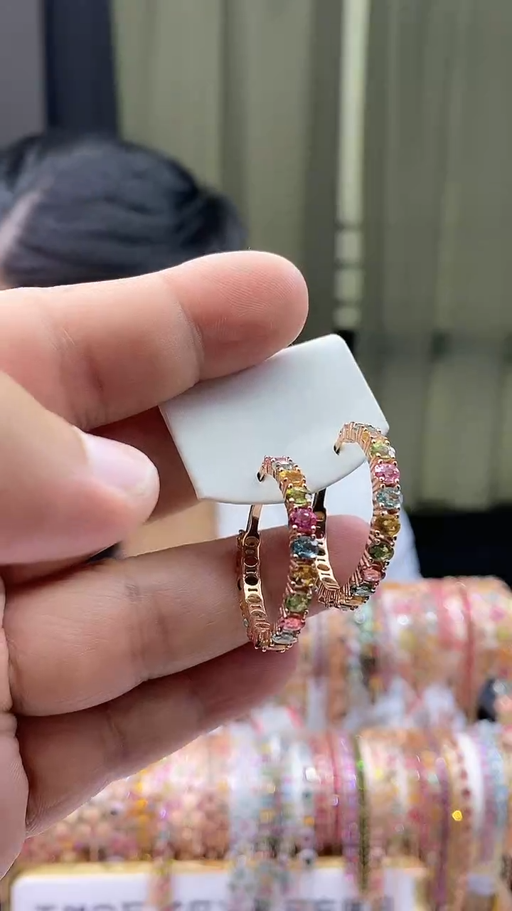 【闪购商品】碧玺耳扣银S925镶嵌54354345354354