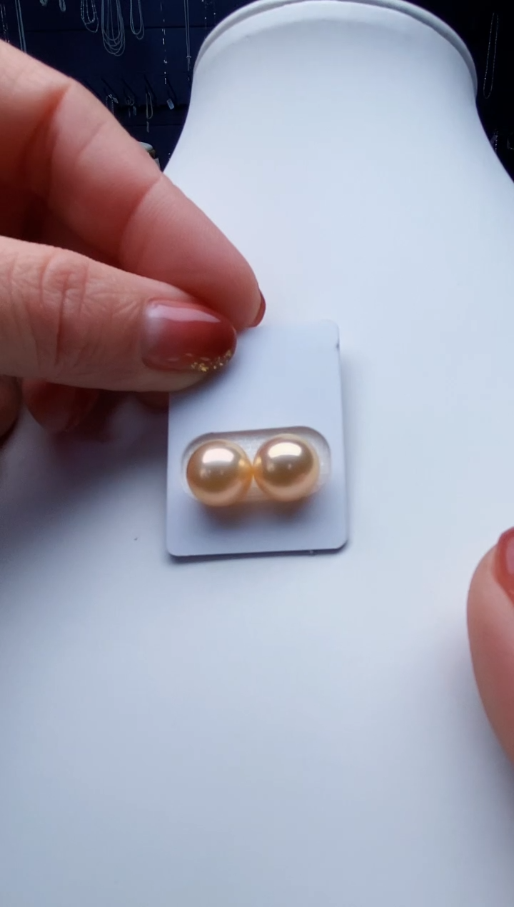 18K金镶嵌耳饰淡水珍珠Y淡水耳钉 干枯玫瑰 10-11