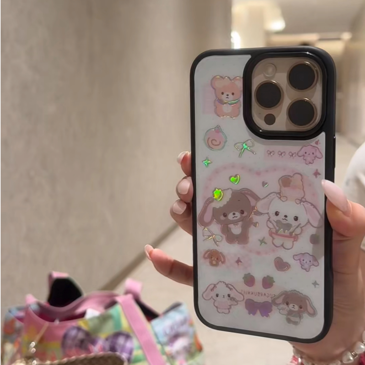 可爱旋转木马美乐蒂碳纤维彩金适用苹果16pro/iPhone15手机壳14女