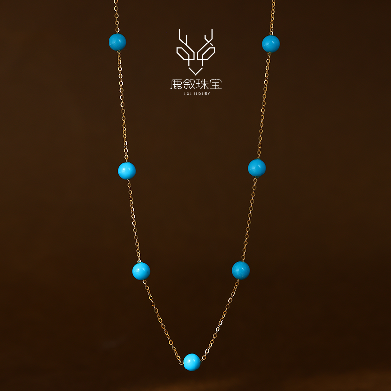 鹿叙珠宝 满天星美松闪O项链圆珠18K金镶嵌5MM BJH0151A