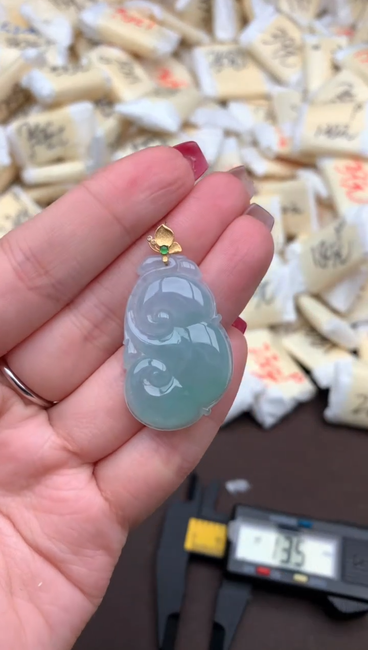 【闪购商品】翡翠挂件18K金镶嵌一