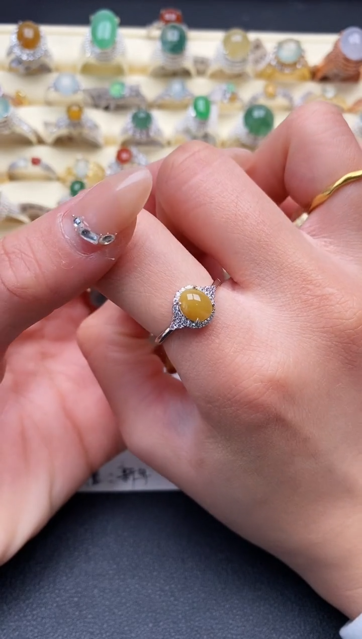 【闪购商品】翡翠戒指银S925镶嵌2222222+6