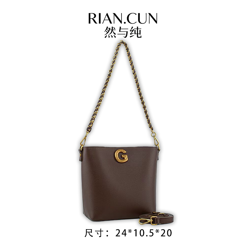 RAIN.CUN冬季2025新款轻奢设计单肩斜挎女包 QXY-81775-可可棕
