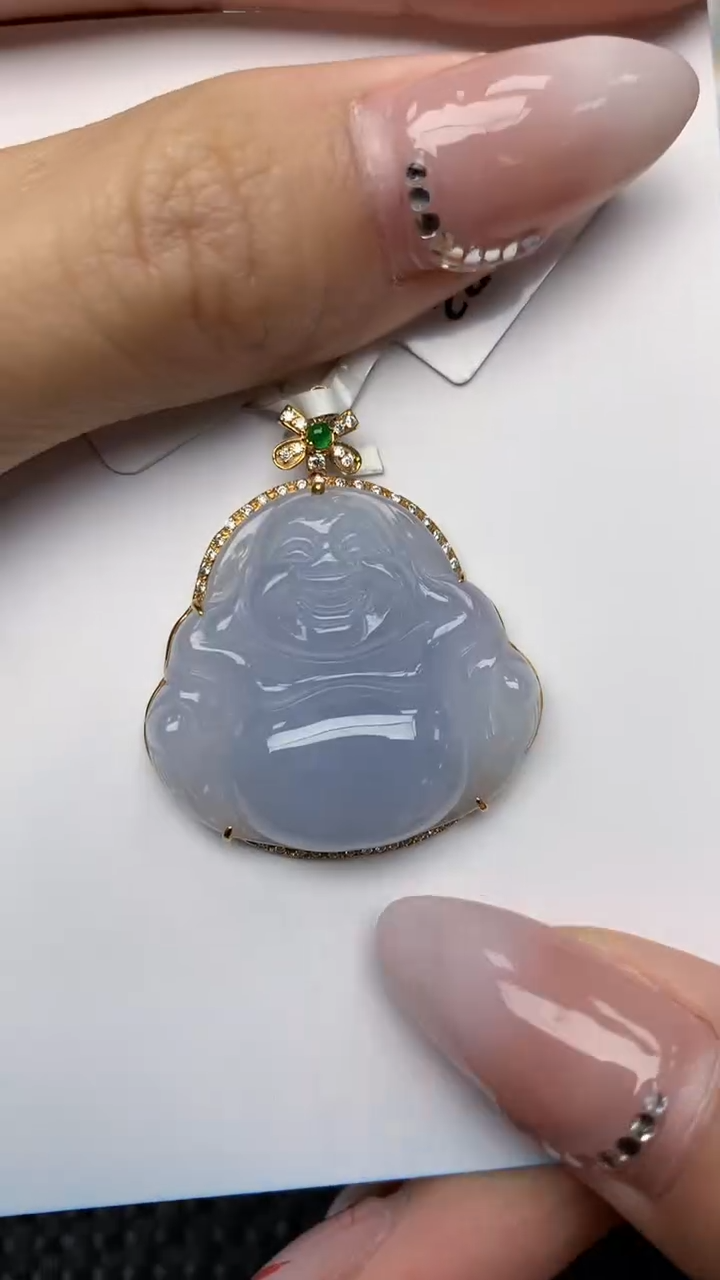 【闪购商品】翡翠颈饰18K金镶嵌天然翡翠A货