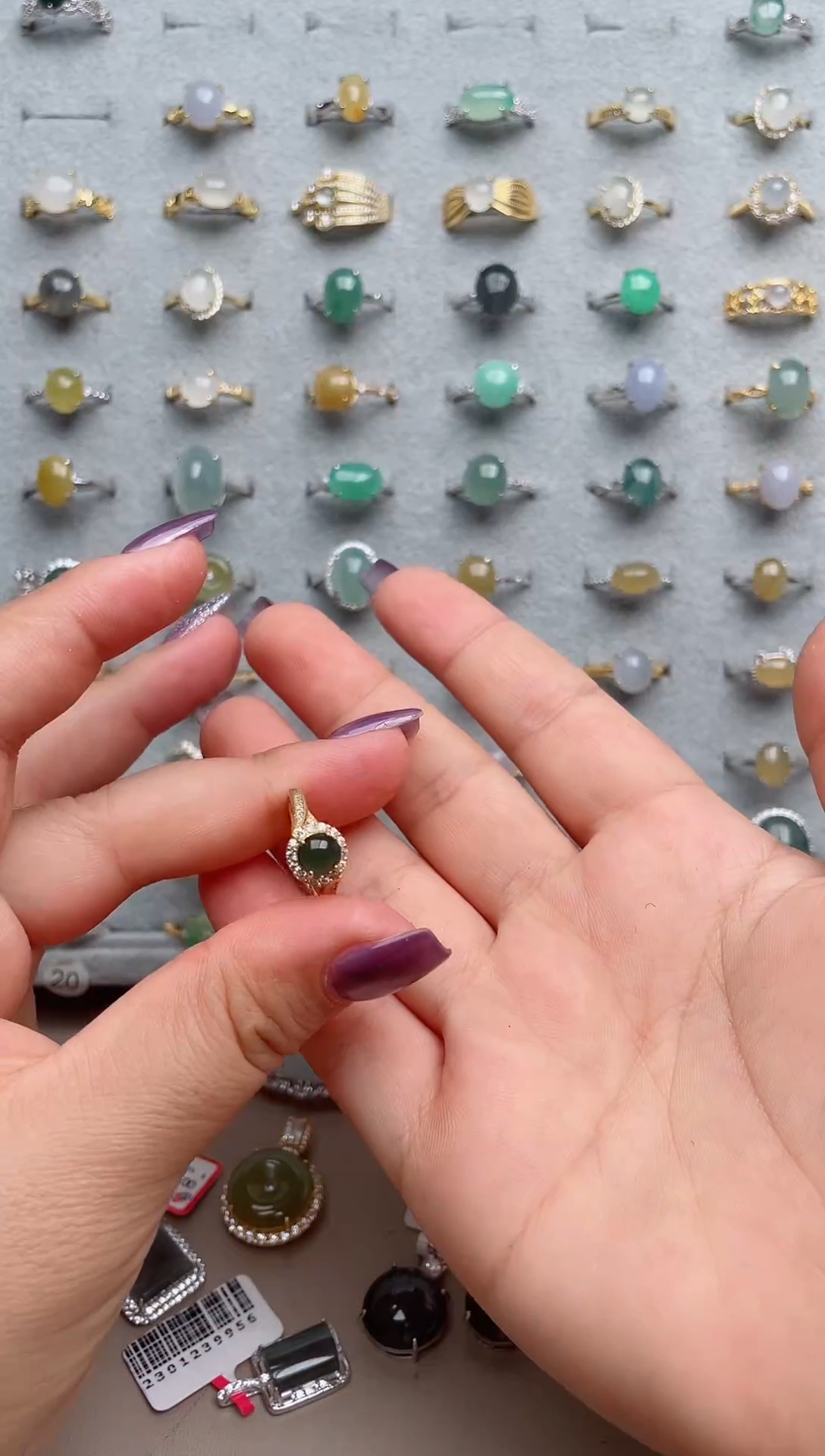 翡翠戒指银S925镶嵌.