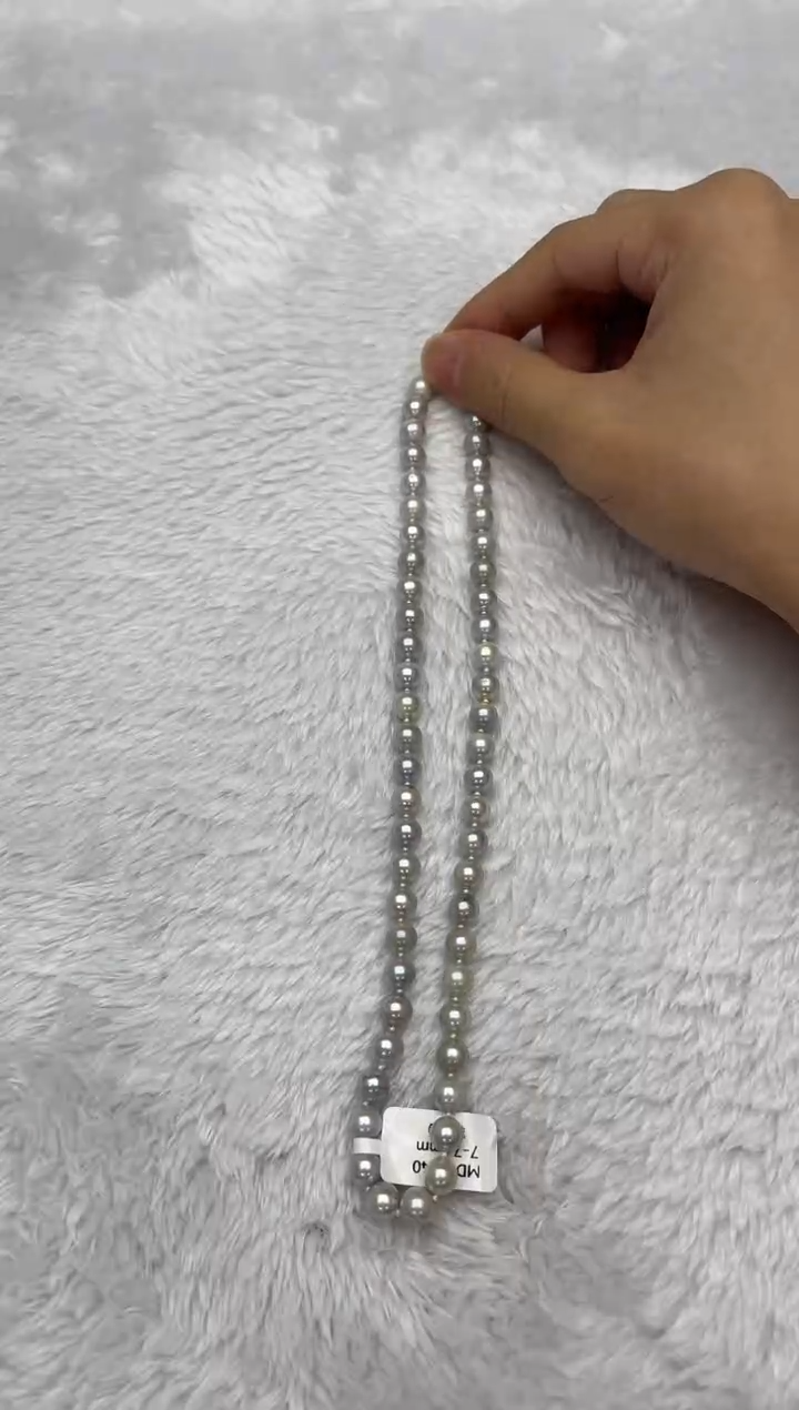 项链银S925镶嵌海水珍珠AK真多麻7-7.5mm