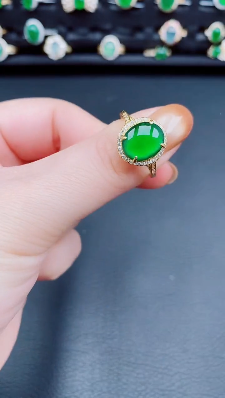 【闪购商品】翡翠戒指银S925镶嵌天然a货翡翠59