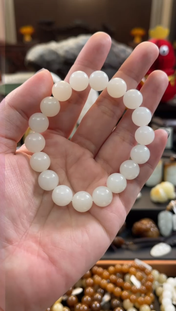 【闪购商品】和田玉（白玉）手串未镶嵌天泰白玉11mm单圈手串