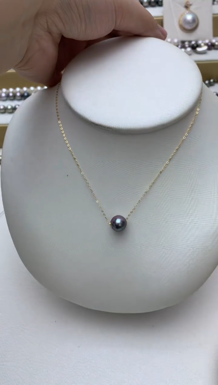 颈饰18K金镶嵌海水珍珠淘****班e78 