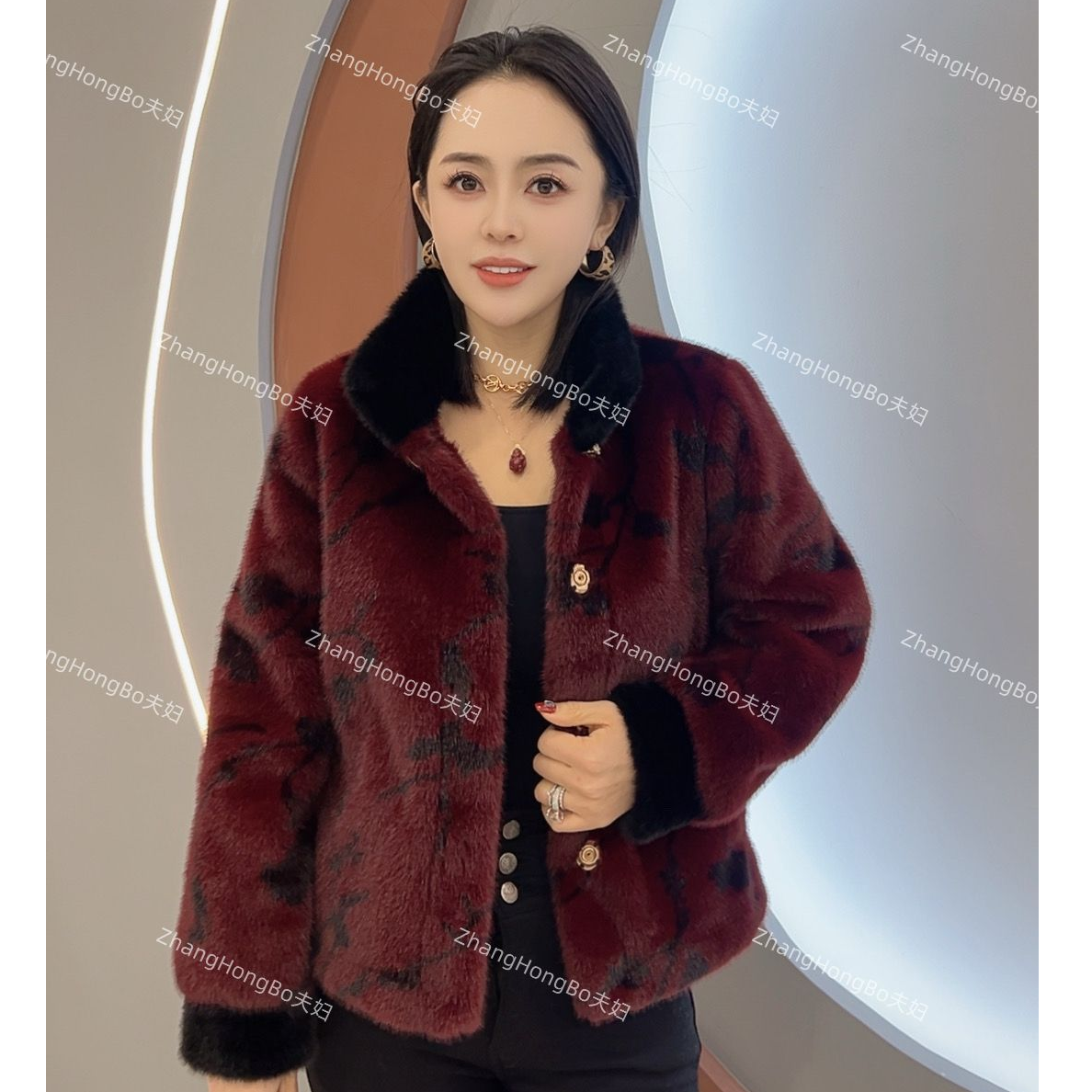 【张洪波夫妇】90325女士妈妈款高奢潮流百搭外套2558