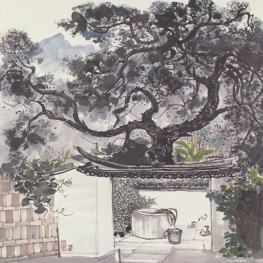 复刻版画吴冠中-云南人家-42*50-035