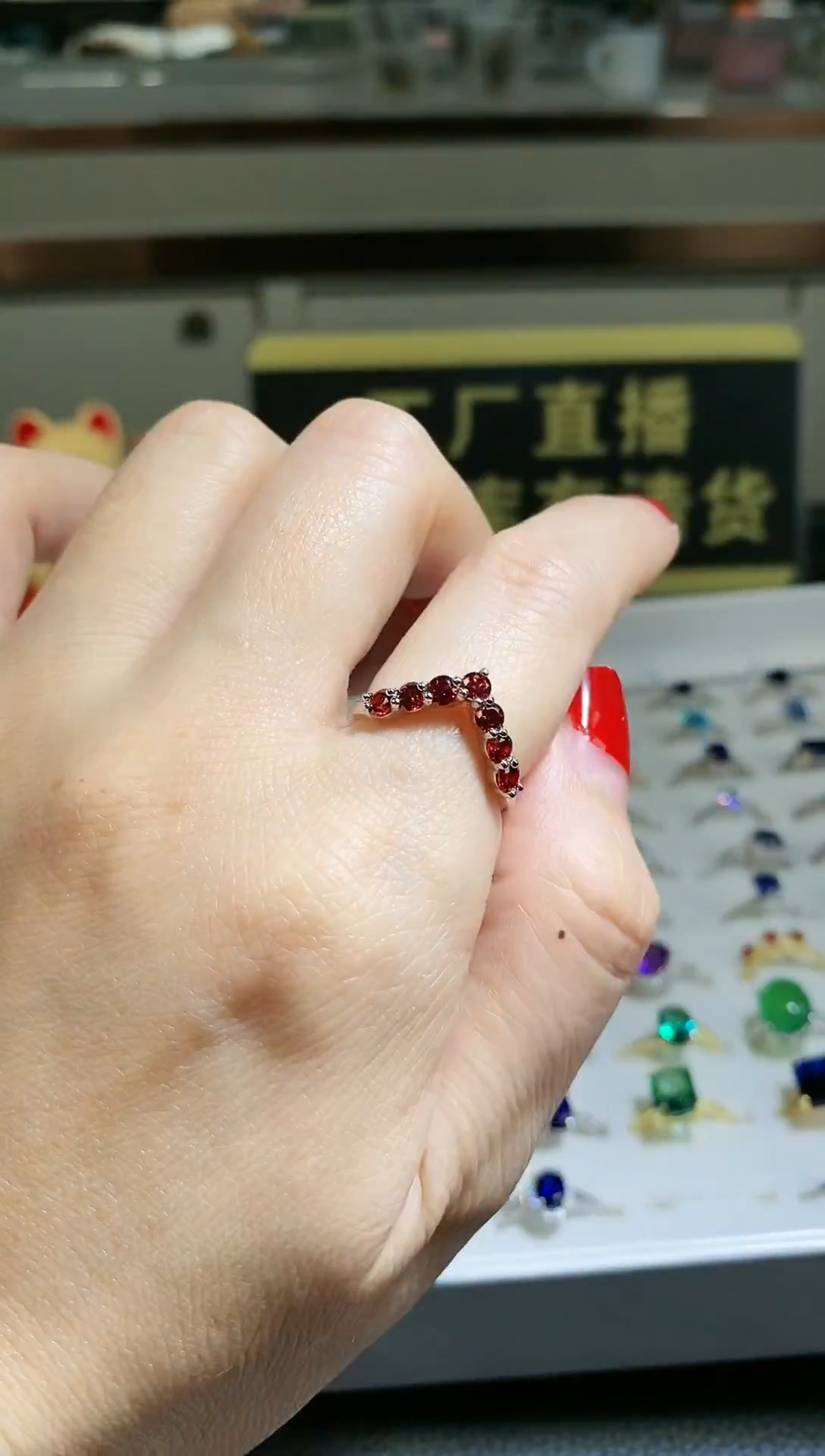 【闪购商品】斧石戒指银S925镶嵌S925银戒指