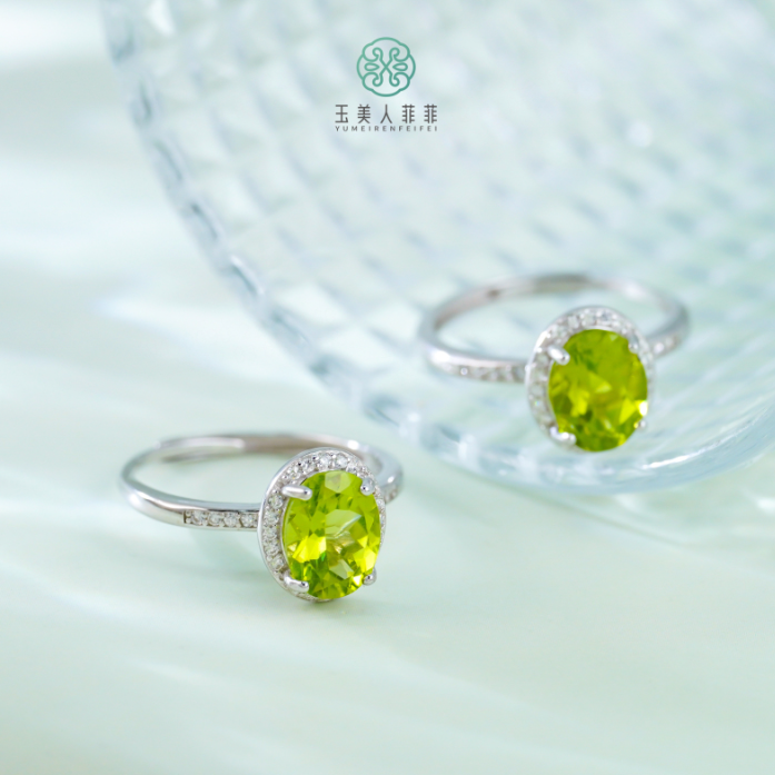 石惑珠宝^橄榄石蛋面戒指&多样性发一