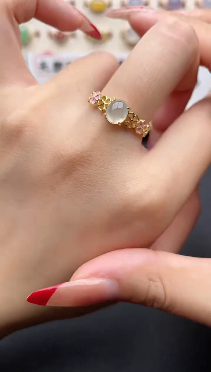 【闪购商品】翡翠戒指银S925镶嵌一物一证一礼盒